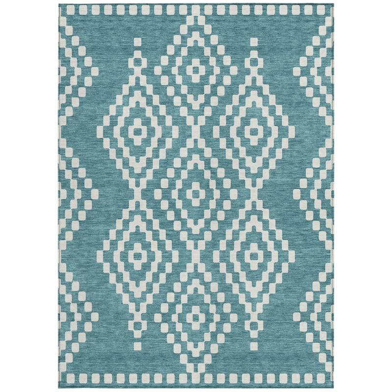 HomeRoots Geometric Transitional Rectangle Outdoor Rug
