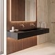 preview thumbnail 60 of 170, Pyramid Solid Surface Wall-Mounted Bathroom Sink 72" No Faucet Hole - Black