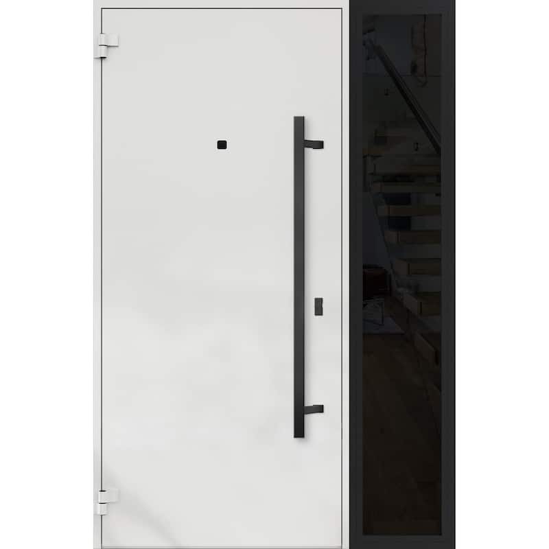 Front Prehung Steel Door 6072 Black Enamel Side and Top Window Sidelite W36+14xH80+16 Lh I Bedroom Door Bathroom Door