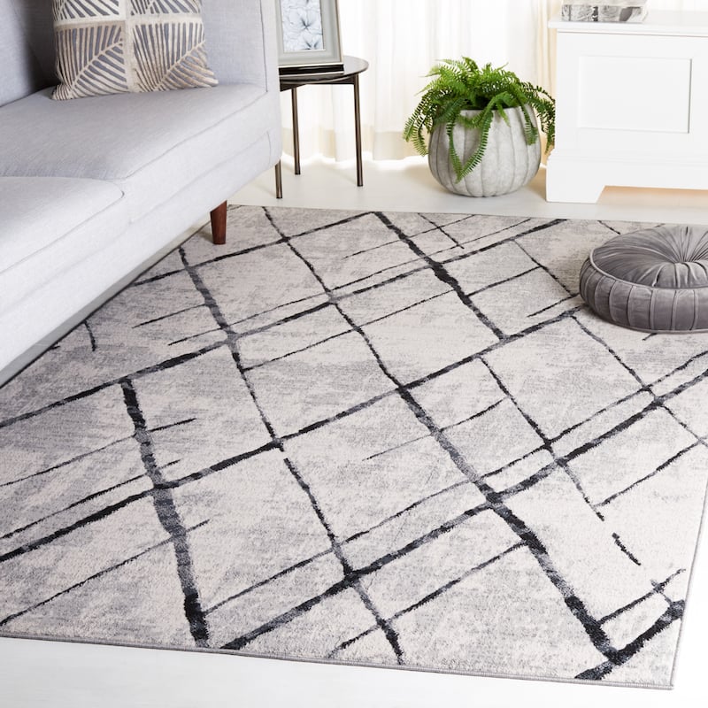 SAFAVIEH Odyssey Adolfine Modern Trellis Rug - 5'3" x 7'6" - Grey/Black
