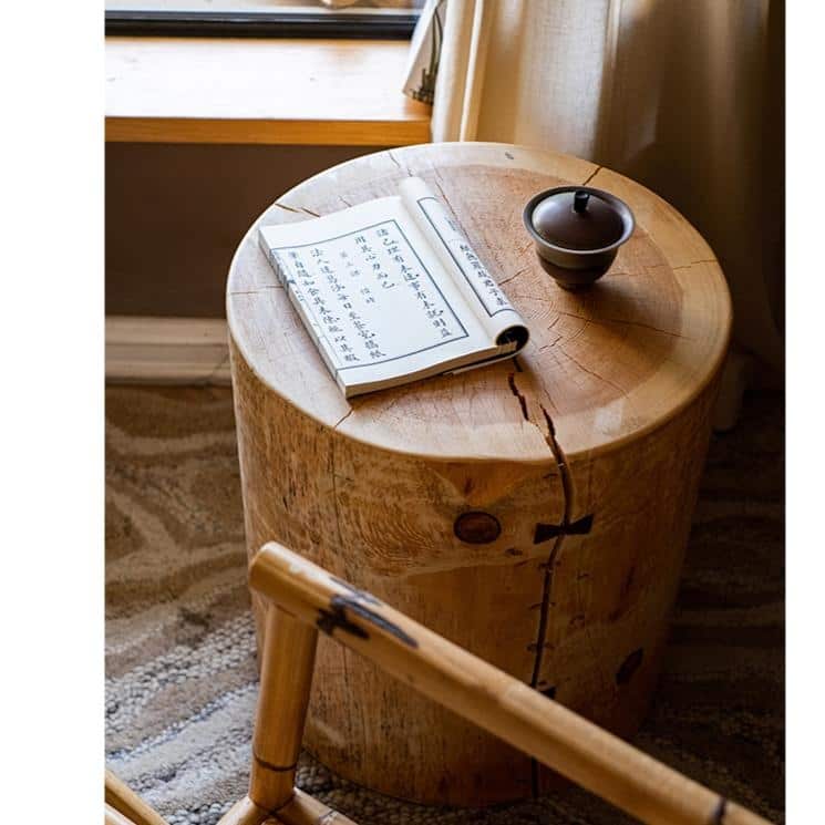 RusticReach Pine Wood Pedestal Table Side Table