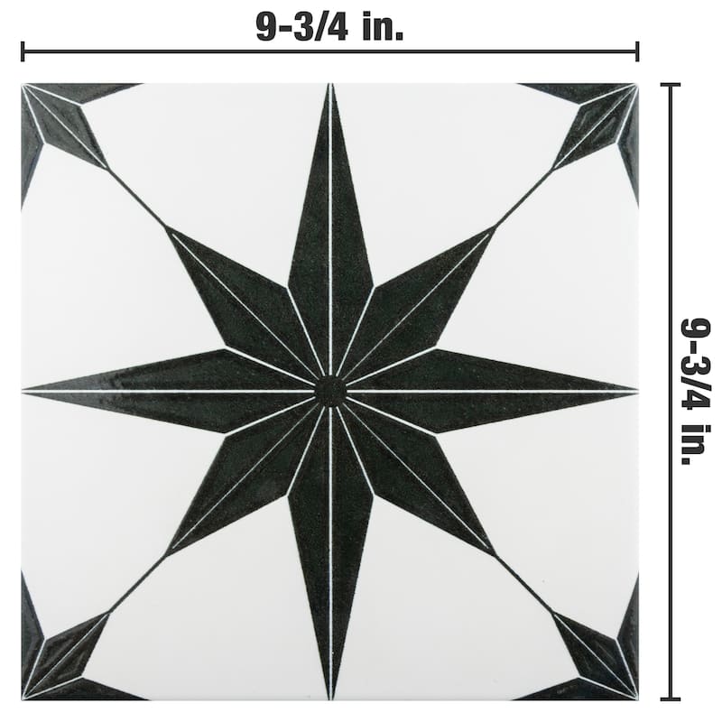 Merola Tile Stella Luxe Nero 9-3/4" x 9-3/4" Porcelain Floor and Wall Tile