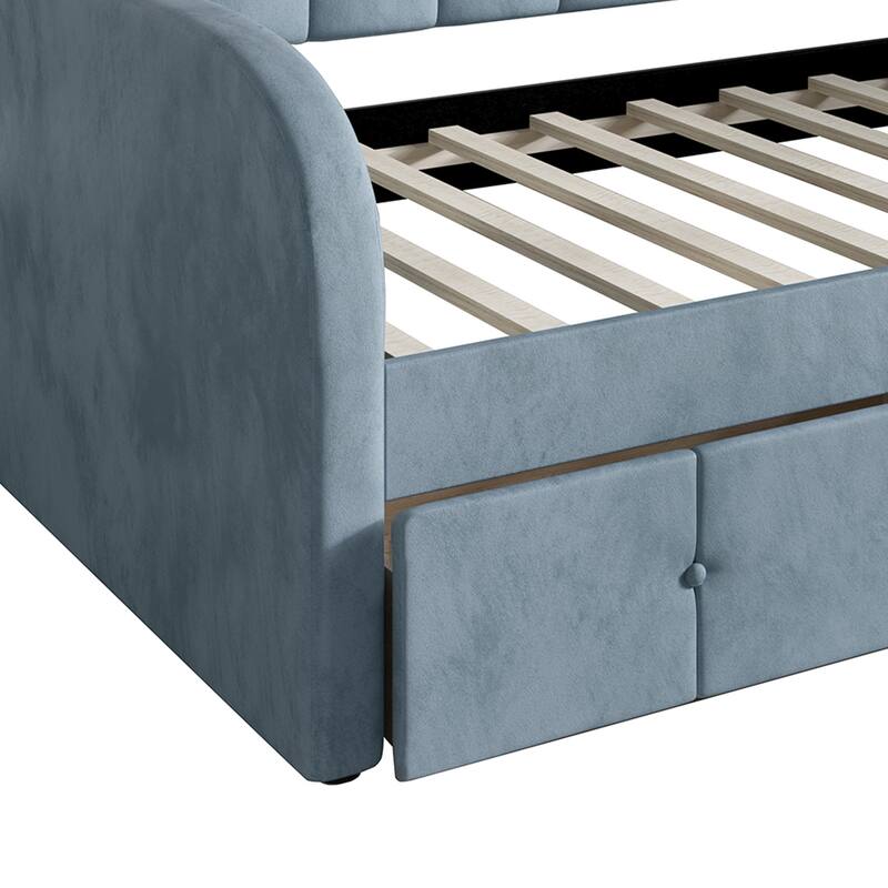 CraftPorch Modern Velvet Twin Size Daybed with Storage