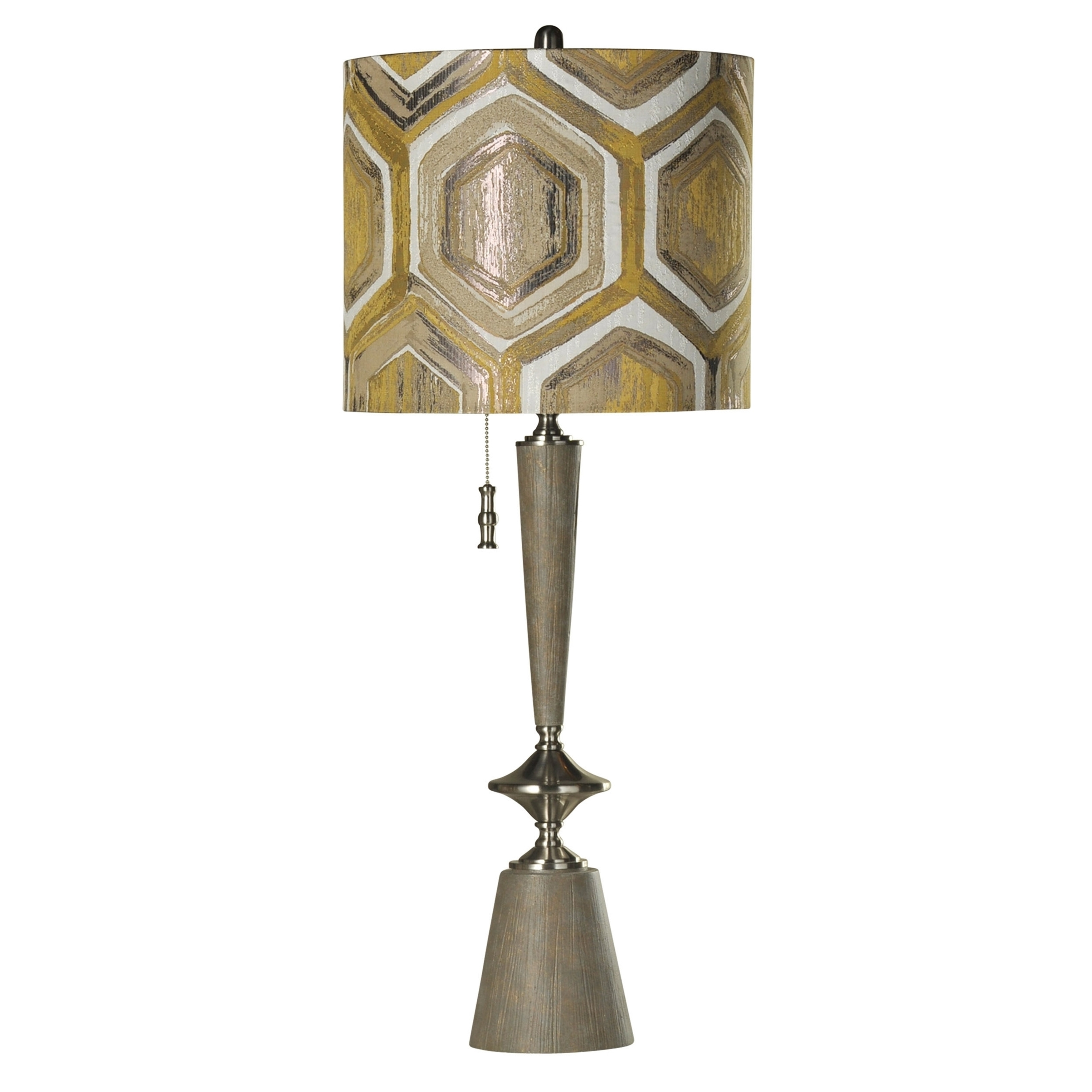 StyleCraft Emerson Gray Wood and Brushed Steel Table Lamp - Yellow Designer  Pattern Hardback Fabric Shade - Bed Bath \u0026 Beyond - 20954644, image size:3500x3500