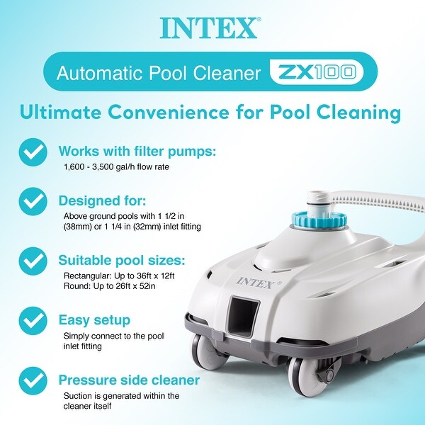 Intex ZX100 Automatic Pressure Side Swimming Pool Cleaner w