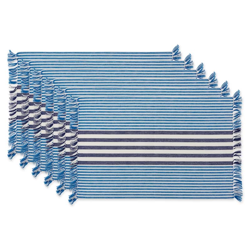 DII Grass Green Stripes With Fringe Placemat (Set of 6)