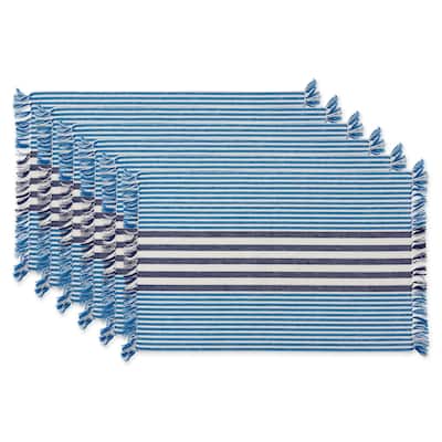 DII Grass Green Stripes With Fringe Placemat (Set of 6)
