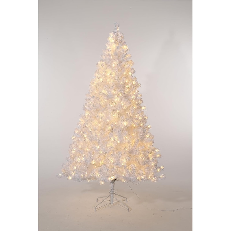 4.5 FT White Christmas Tree with 150 Led Lights 288 Branch Tips & Sturdy Metal Stand - 6 Foot