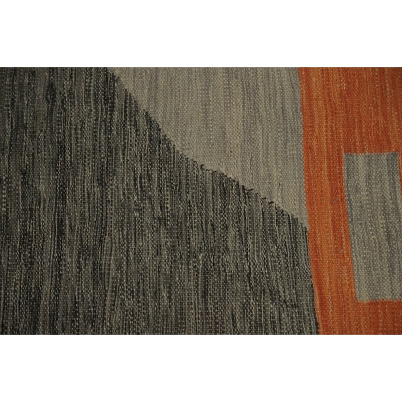 Hand Woven Oriental 100% Wool Carpet Southwestern Modern Greys & Charcoal Kilim Area Rug - 6' 8'' X 4' 9''