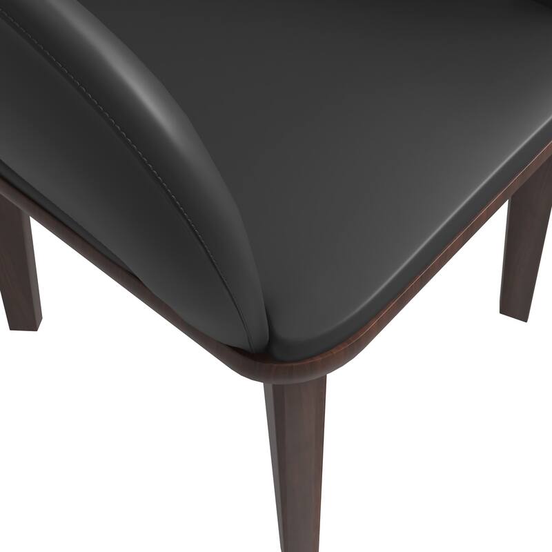 LeisureMod Vivara Leather Upholstered Dining Chair with Padded Seat - Mid-Century Arm Chair for Home Office Bar & Kitchen