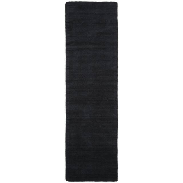 SAFAVIEH Handmade Himalaya Kaley Solid Wool Rug - 2'3" x 12' Runner - Black