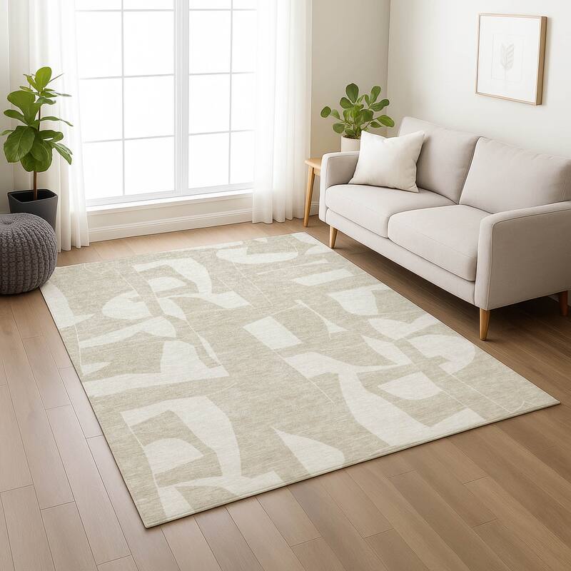 Machine Washable Indoor/ Outdoor Modern Creede Chantille Rug