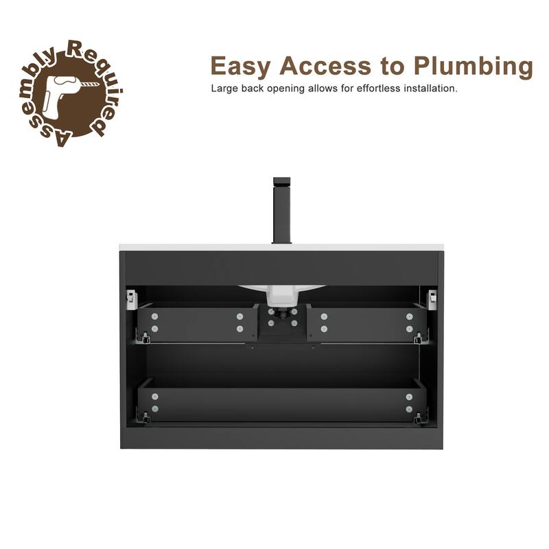 Bathroom Wall Mounted Cabinet Vanity Set with Side Cabinet