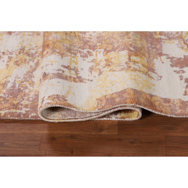 Abstract Area Rug Hand-Knotted Living Room Wool Carpet - 7'11" X 10'3"
