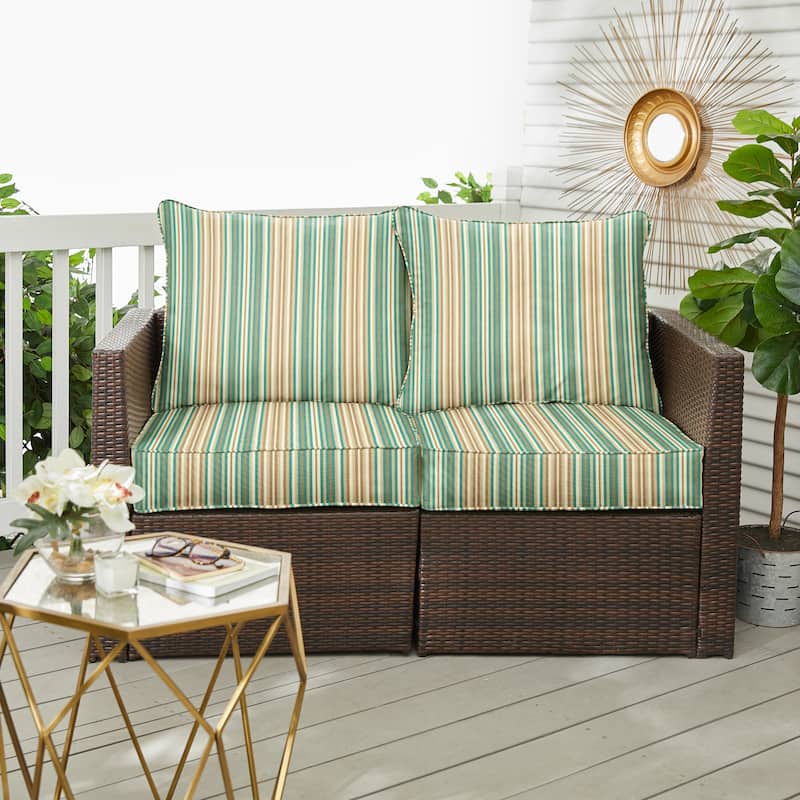 Sorra Home Sunbrella Outdoor Loveseat Pillow and Cushion Set