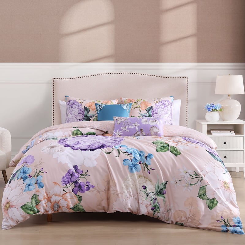 Bebejan Bright Bouquet 100% Cotton Sateen 5 Piece Reversible Comforter Set