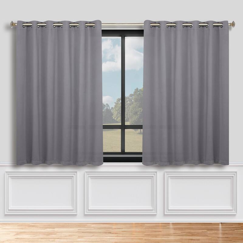 Superior Solid Machine Washable Room Darkening Grommet Blackout Curtains, Set of 2