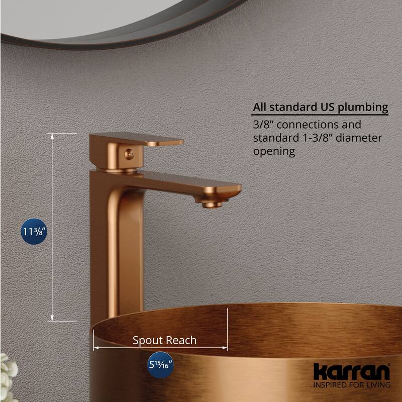 Karran Venda KBF512 Single-Handle Single Hole Vessel Bathroom Faucet with Matching Pop-up Drain