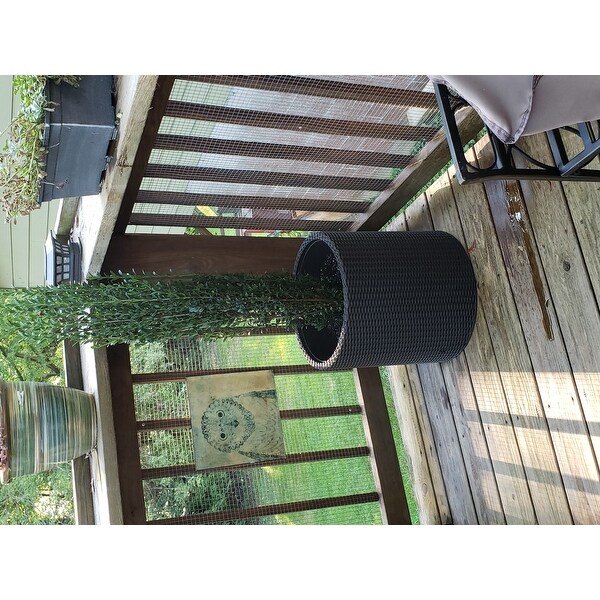top product reviews for keter round cylinder plastic resin rattan garden planters 3 piece set 12060848 overstock