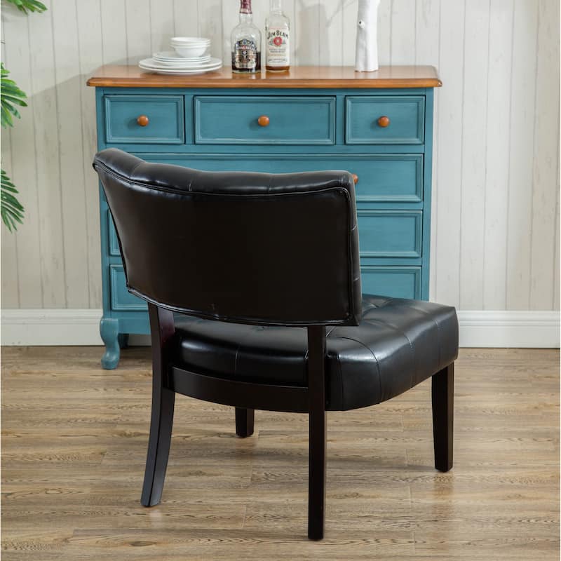 Faux Leather Tufted Accent Chair with Oversized Seating
