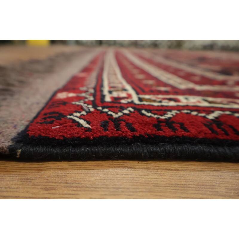 Hand Knotted Oriental 100% Wool Carpet Traditional Geometric Red Balouch Area Rug - 9' 7'' X 6' 6''