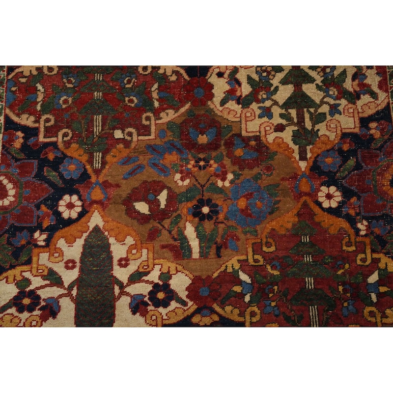 Hand Knotted Oriental 100% Wool Carpet Traditional Floral Multi-Colored Bakhtiari (Shalamzar) Area Rug - 12' 0'' X 4' 11''