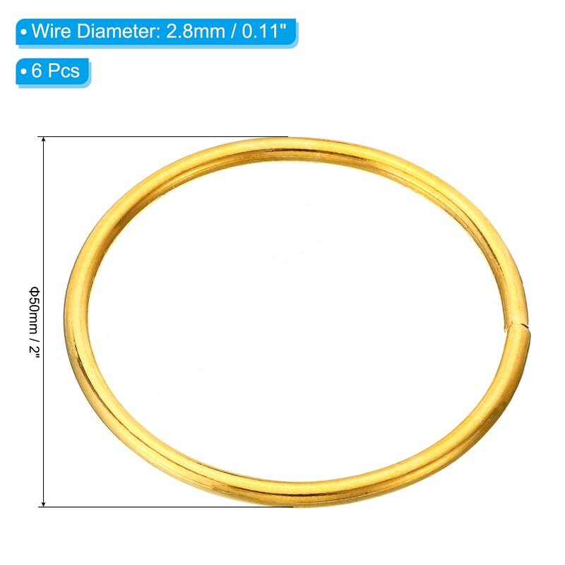 Dream Catcher Rings, 6 Pcs Macrame Wreath Floral Round Ring Hoop, Gold - 2 Inch