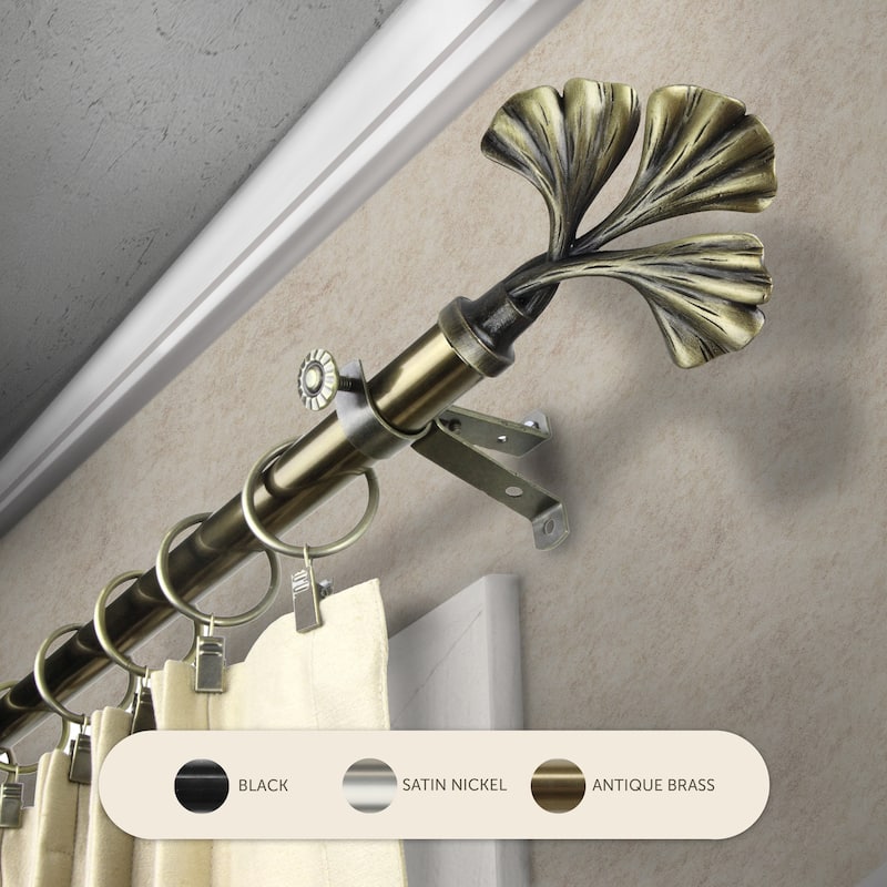 InStyleDesign Sunder Adjustable Curtain Rod 13/16 inch dia. - 66 to 120 inches - Antique Brass