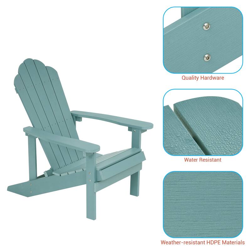 BONOSUKI Outdoor Adirondack Chair,HIPS Wooden-Like Finish Single Chair