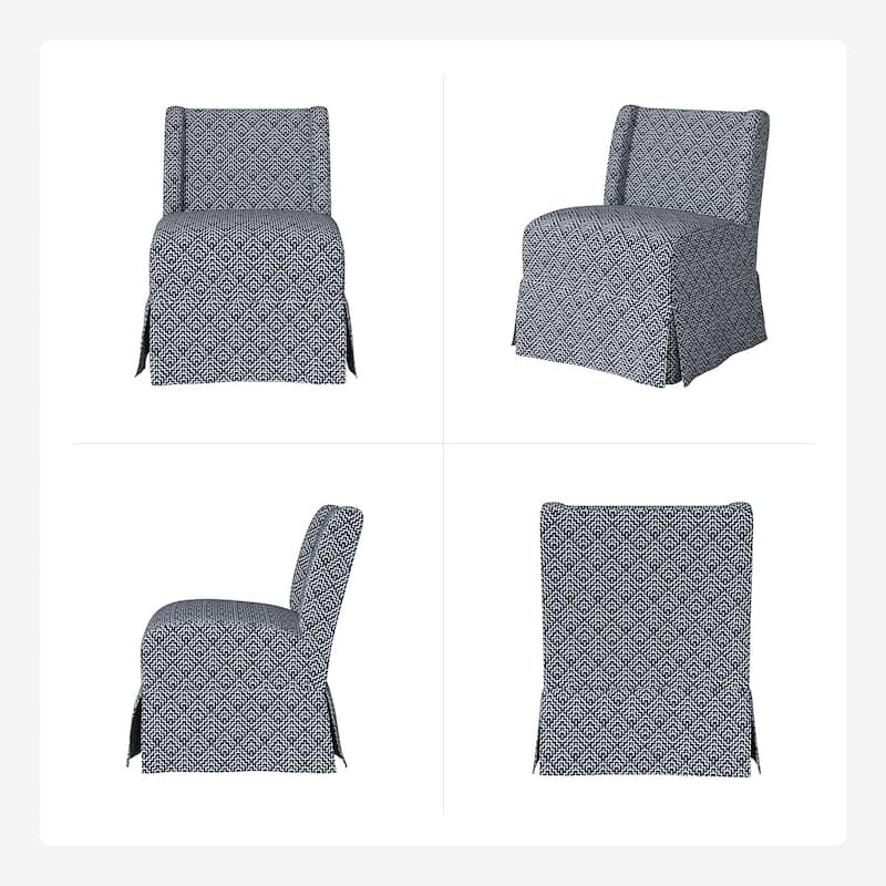 Falk Transitional Upholstered Slipper Chair with Slipcover and Solid Wood Legs Set of 2 by HULALA HOME
