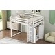 preview thumbnail 7 of 29, Full Size Wood Loft Bed with Built-in Wardrobe and Storage Shelves and Led Light
