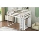 preview thumbnail 8 of 14, White Full Size Wood Loft Bed with Built-in Wardrobe and Storage Shelves, Led light