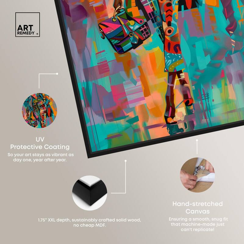 Bold Patchwork Style Canvas by Art Remedy