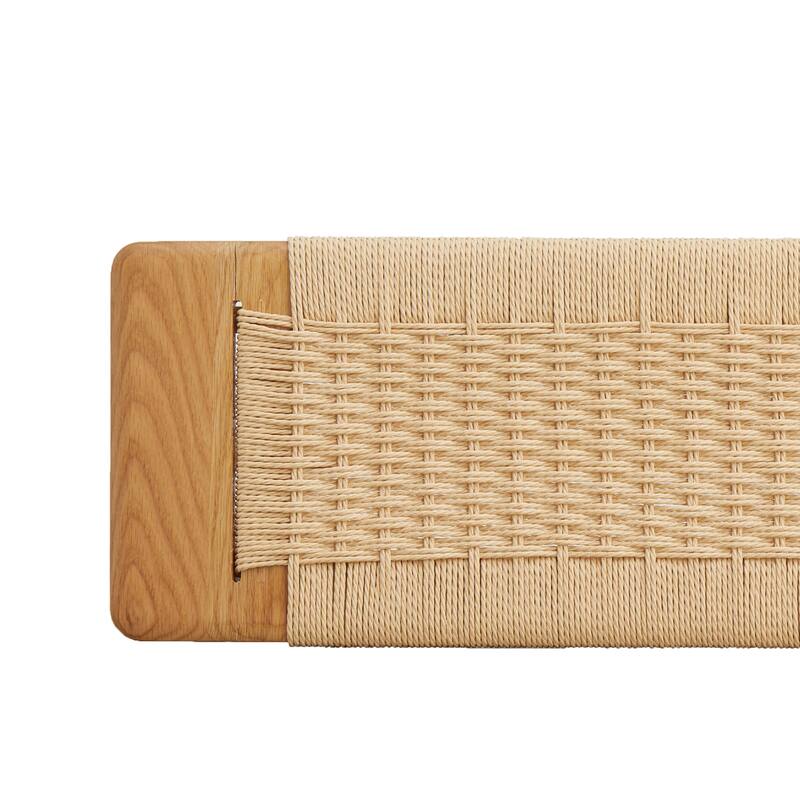 GDFStudio - Alaric Natural Oak Bench with Handwoven Seat