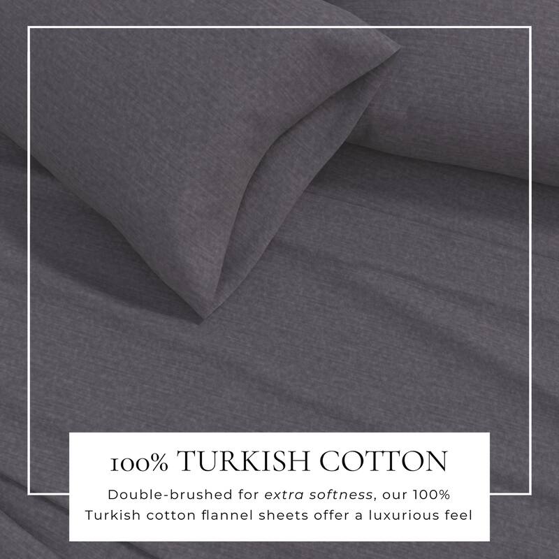 Linery & Co. Cotton Blend Double-Brushed Heathered Flannel Bed Sheet Set