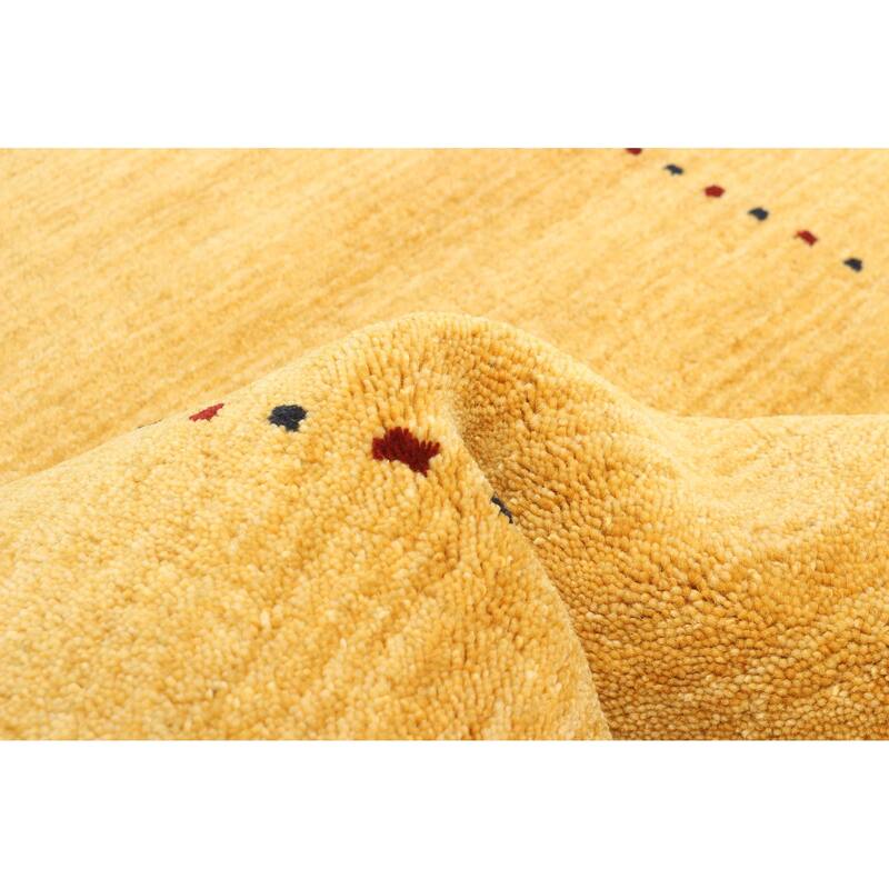 ECARPETGALLERY Hand Loomed Kashkuli Gabbeh Dark Gold Wool Rug - 2'4 x 7'9