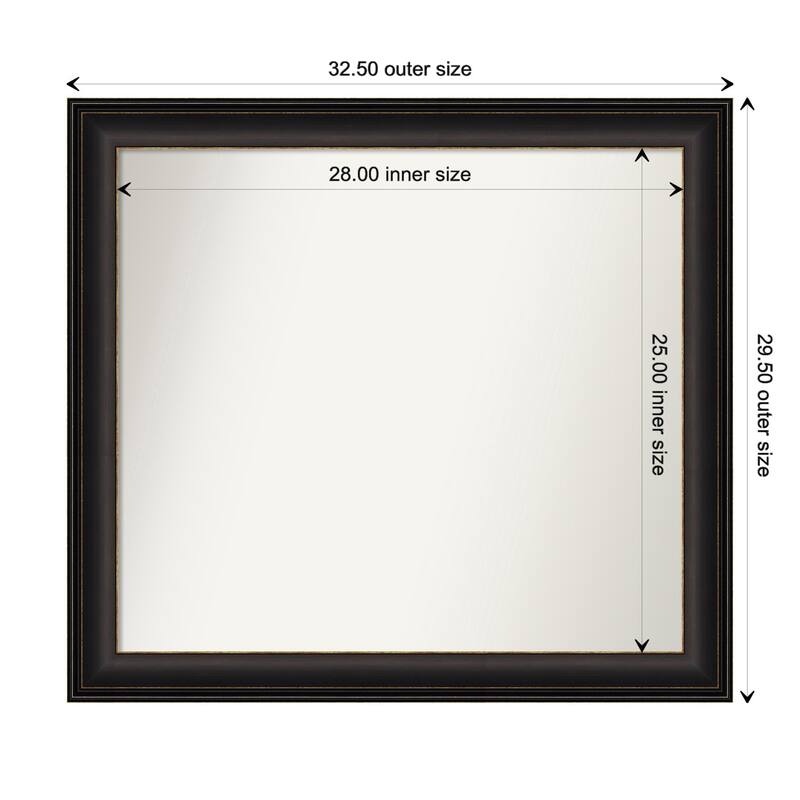 Trio Oil Rubbed Bronze Framed Non-Beveled Custom Wall Mirror, Bathroom Vanity Mirror - Outer Size: 32.5 x 29.5