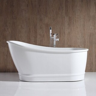Ove Decors Carly 60 in. Gloss White Acrylic Oval Bathtub - Bed Bath ...