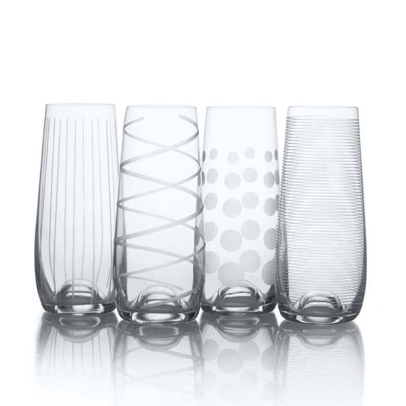 Mikasa Set of 4 Cheers Stemless Flutes - 7.5 Oz - Clear - 7.5 Oz