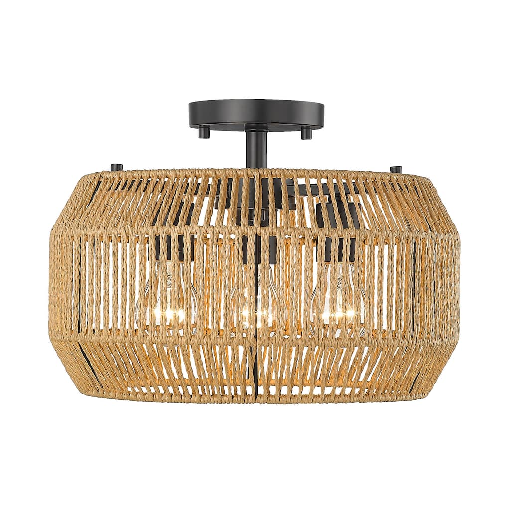 Golden Lighting Marlee 3-light Semi-Flush Mount in Matte Black