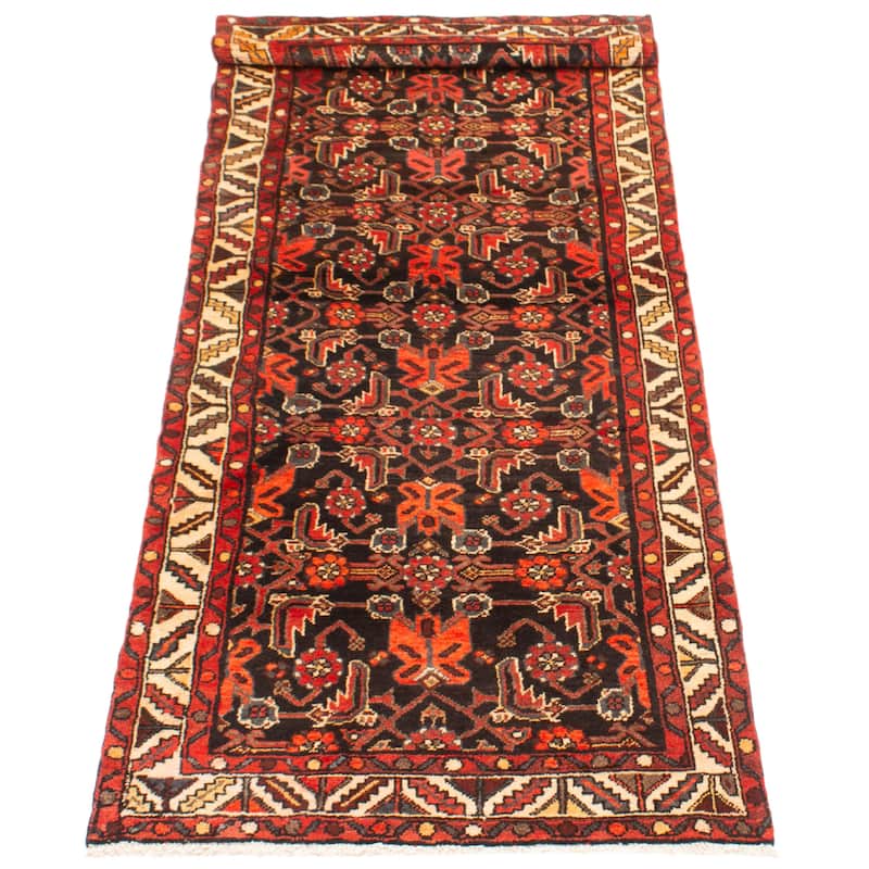 ECARPETGALLERY Hand-knotted Andelz Black Wool Rug - 3'5 x 9'9