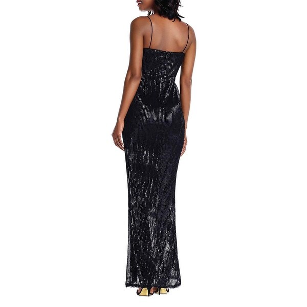 adrianna papell black sequin gown