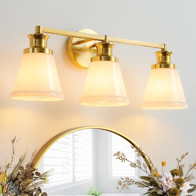 Modern Vanity Lights 3/4 Light Bathroom Dimmable Light Fixture Wall Sconce with Glass Shades
