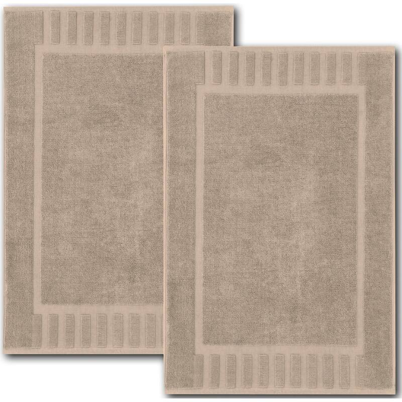 White Classic Luxury Cotton Bath Mat 22x34 Set of 2 - Taupe
