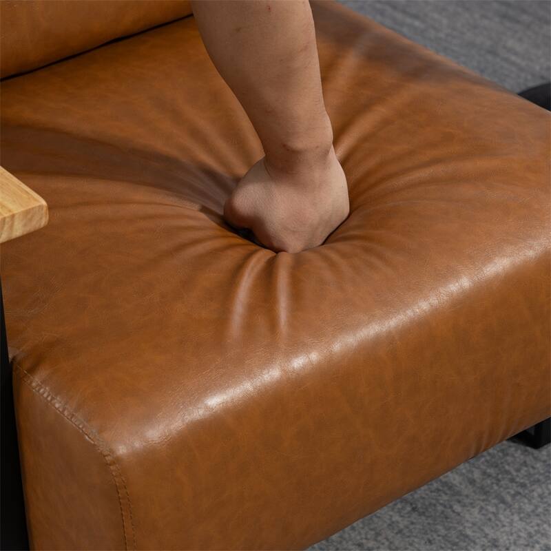 Leather Accent Chair with Metal Frame for Living Room