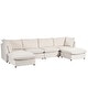 Beige U-shaped Sectional Sofa with Removable Cushions and Ottoman ...