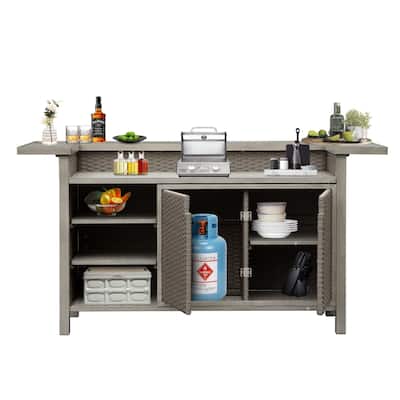 DOMI Stylish and Sturdy Patio Bar Counter with Sufficient Storage and Umbrella Hole