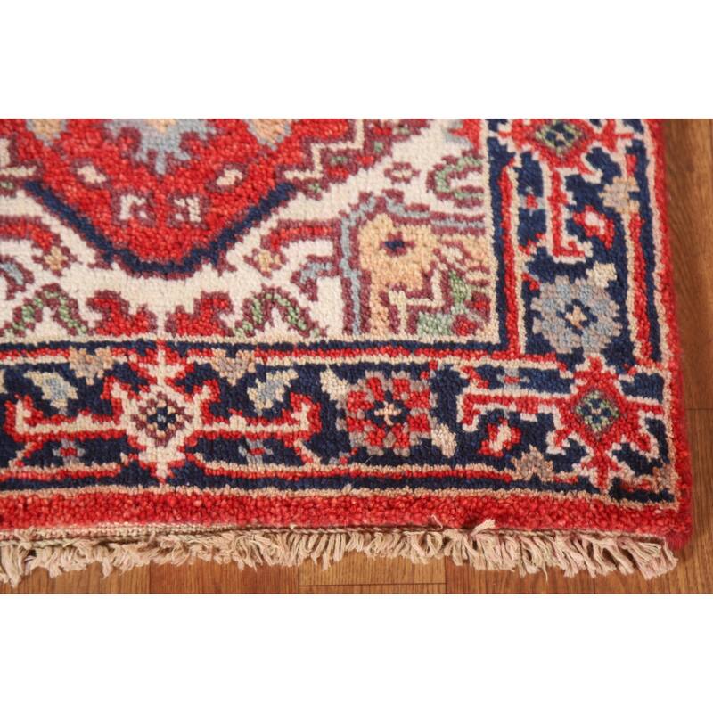 Geometric Red Heriz Serapi Oriental Area Rug Handmade Wool Carpet - 2'0"x 3'0"