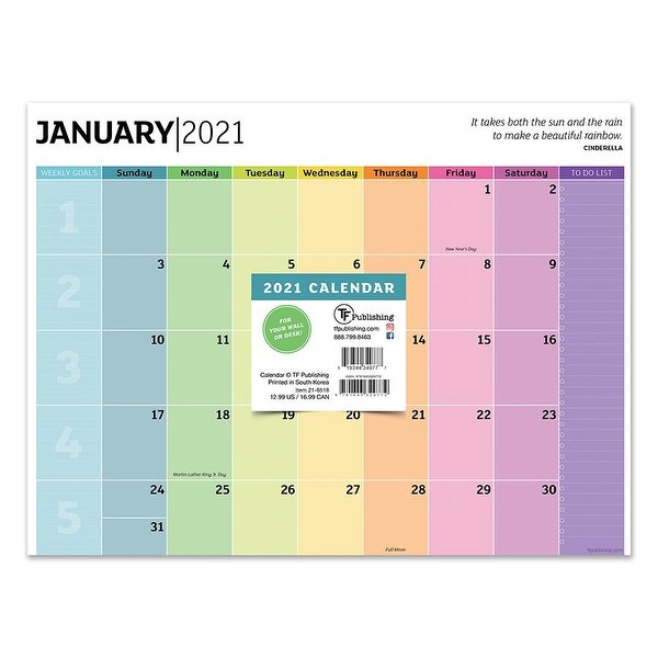 2021 Shades of Rainbow Mini Desk Pad Calendar - 12x9 ...