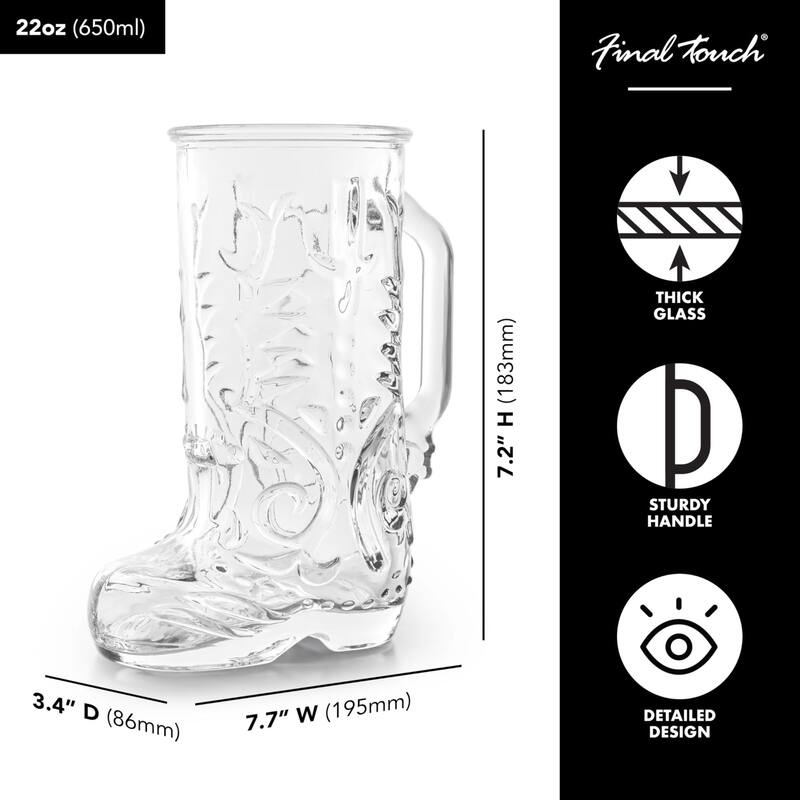 Final Touch Wild West Boot Glass